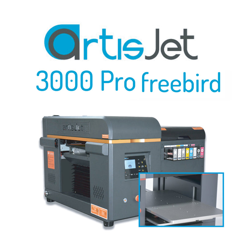 Artisjet 3000 Pro Freebird Professional UV flatbed printer with versatile printing capabilities
